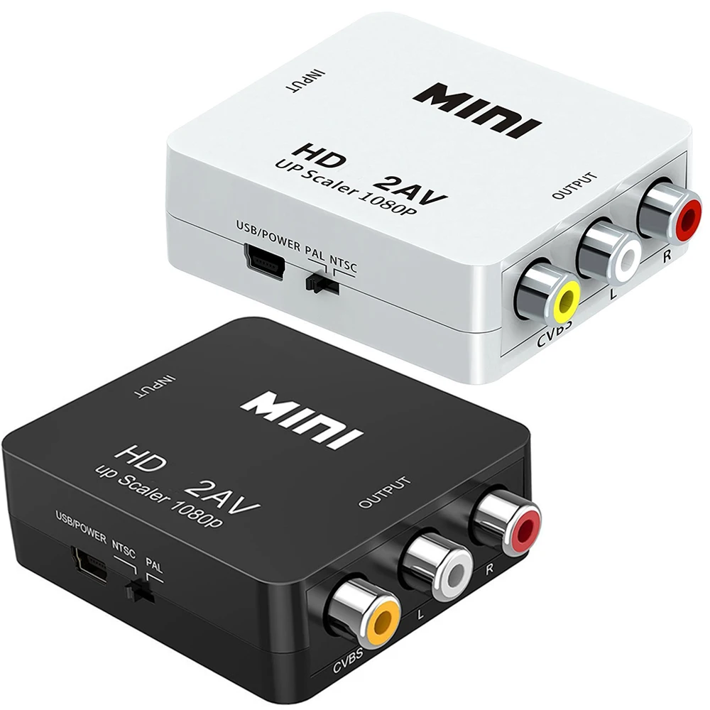 HDMI-compatible to AV Adapter Video Composite Converter HDMI-compatible Input to RCA CVBS L/R Output HD2AV UP Scaler 1080P