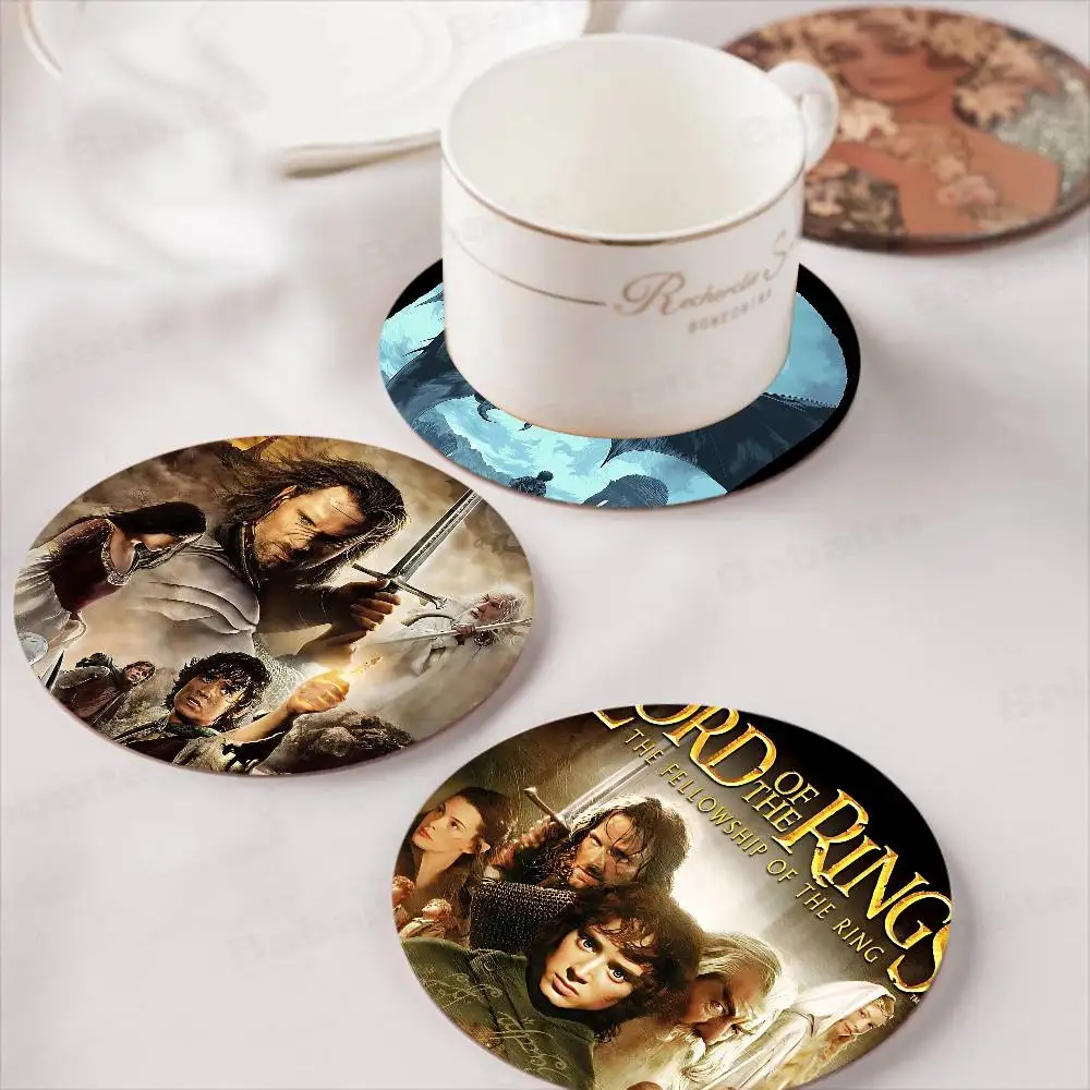 Fantasy Movie L-Lord Of R-Rings Wooden Coaster Colour Printing Cup Mat Home Desk Decoration Gifts
