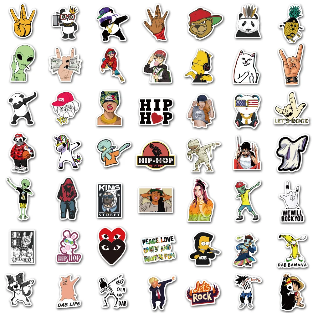 10/30/50PCS New INS Hip Hop Cartoon Personality Creative Computer Luggage TableCar Chair Decoration Waterproof Sticker Wholesale