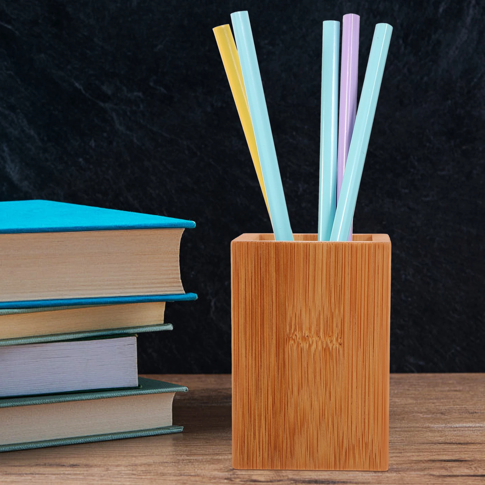 

2pcs Bamboo Wood Pen Holder Desktop Organizer Storage Cup Pencil Case Stationery Holder Office Decorative Container Home Office