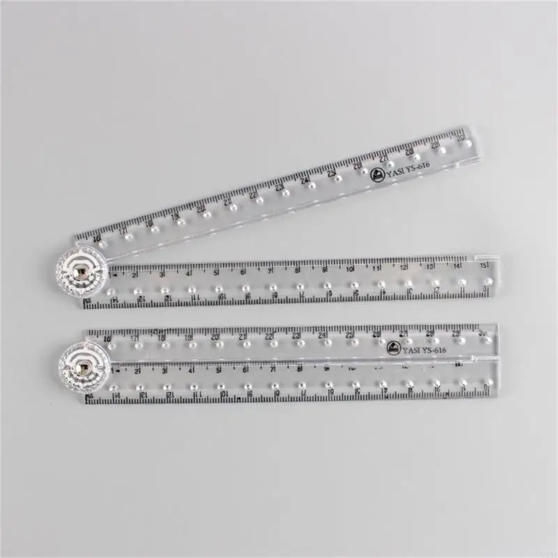 U2JE Clear Acrylics Folding Ruler Straight Ruler for Student Teacher, Math Ruler Measuring Tool Measuring length 0-30cm