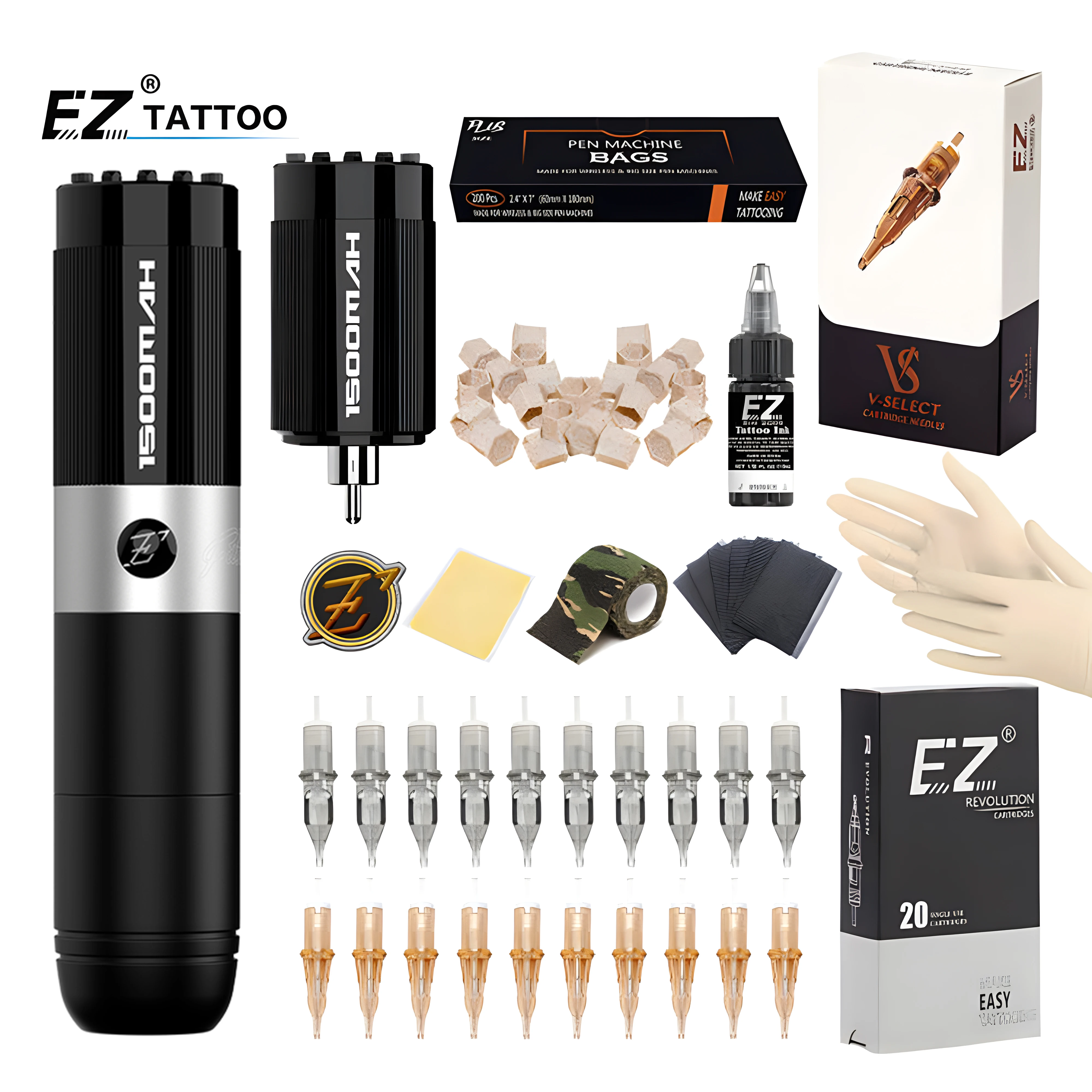 

EZ Filter Wireless Cartridge Tattoo Machine Pen Kits Rotaty Battery Pen 1500mAh for Cartridge Tattoo Needles Tattoo Supplies