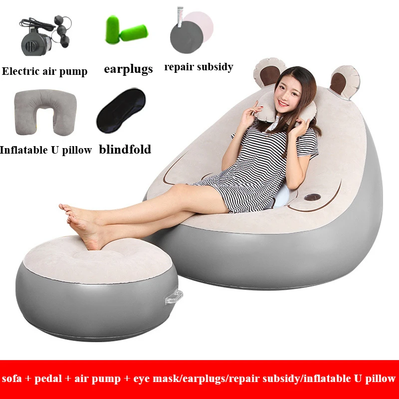 Inflatable lazy sofa reclining portable single bear sofa