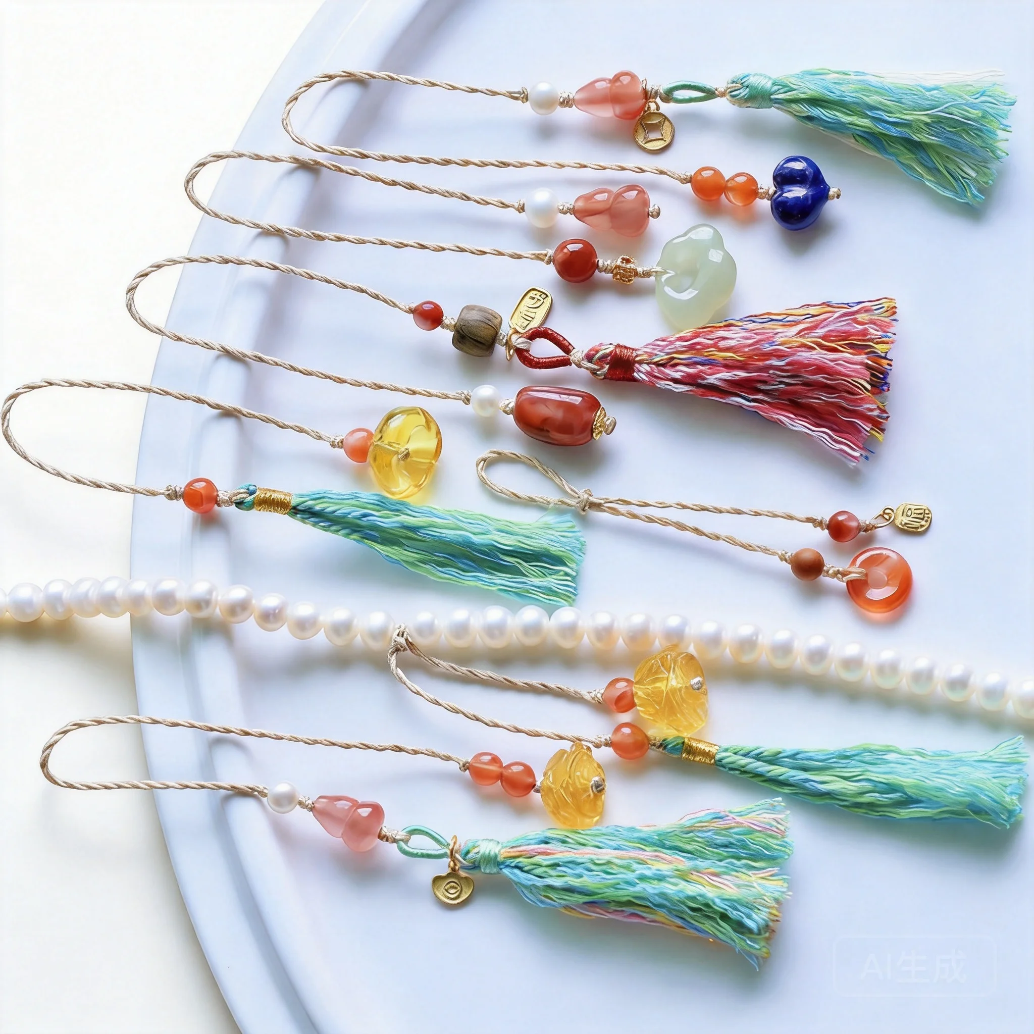 

Chinese Style Lucky Blessing Braided Rope Tassel Phone Lanyard Natural Stone Beaded Keychain Bag Car Hanging Ornament Fortune