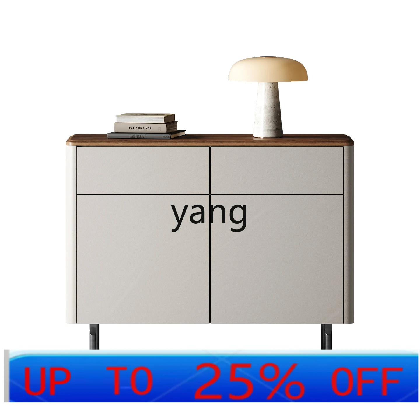 

LMM Italian light luxury walnut villa large flat solid wood chest minimalist locker