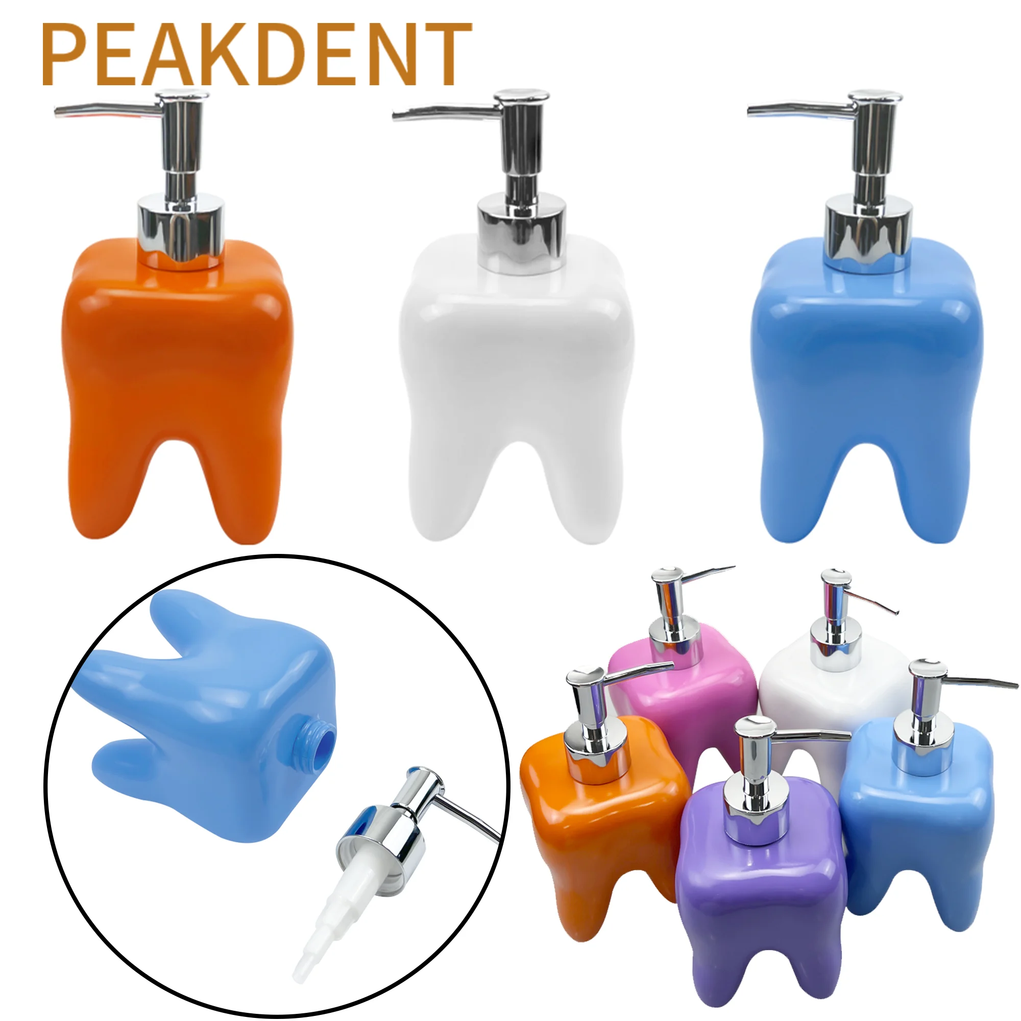 1Pcs Dental Tooth Shape Hand Sanitizer Dispenser Liquid Lotion Shampoo Soap Press Bottles Lotion Shampoo  Refillable Bottle