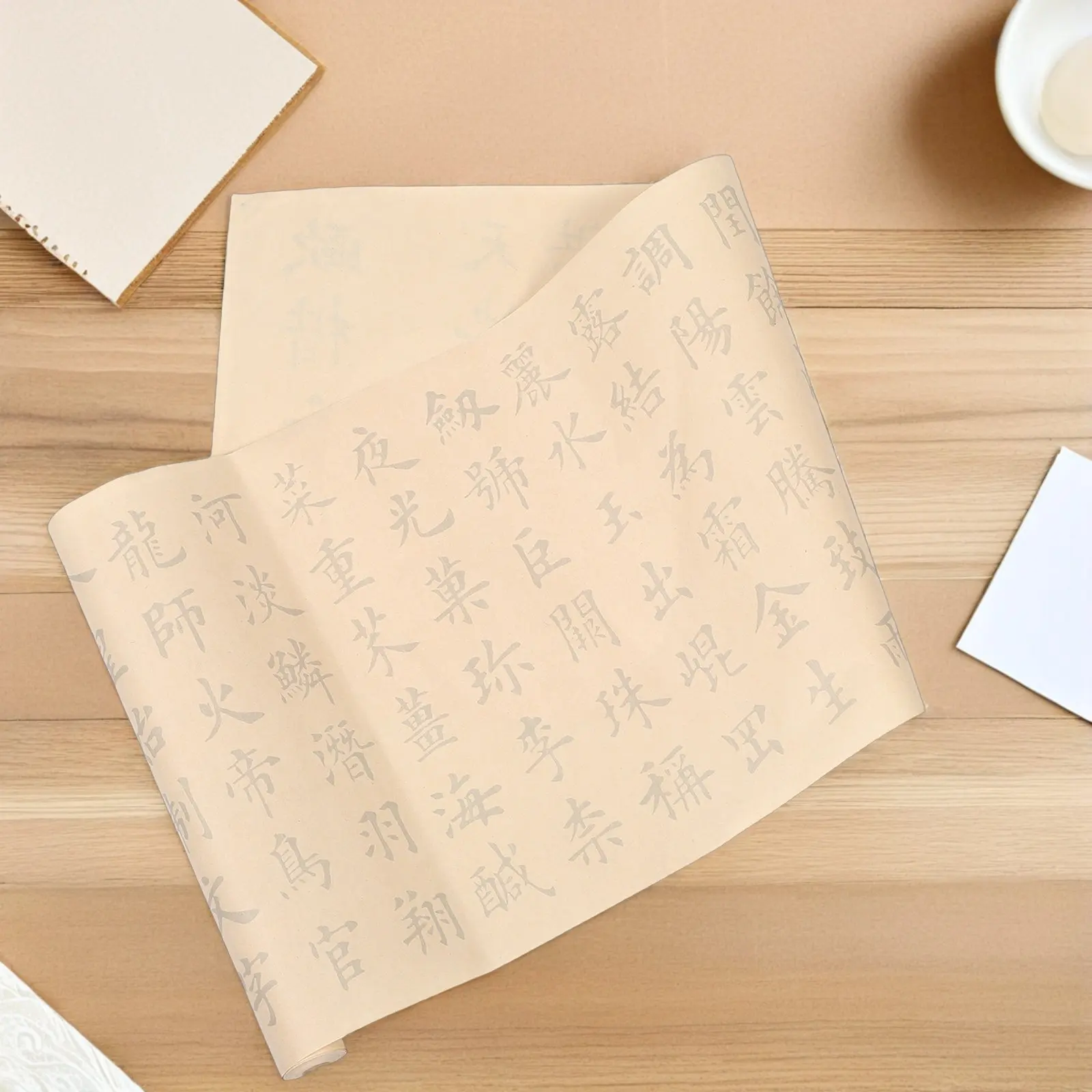 Chinese Calligraphy Practice Book Xuan Paper Sheets Regular Script Red Tracing Grid for Beginners Dual Size Scroll Format