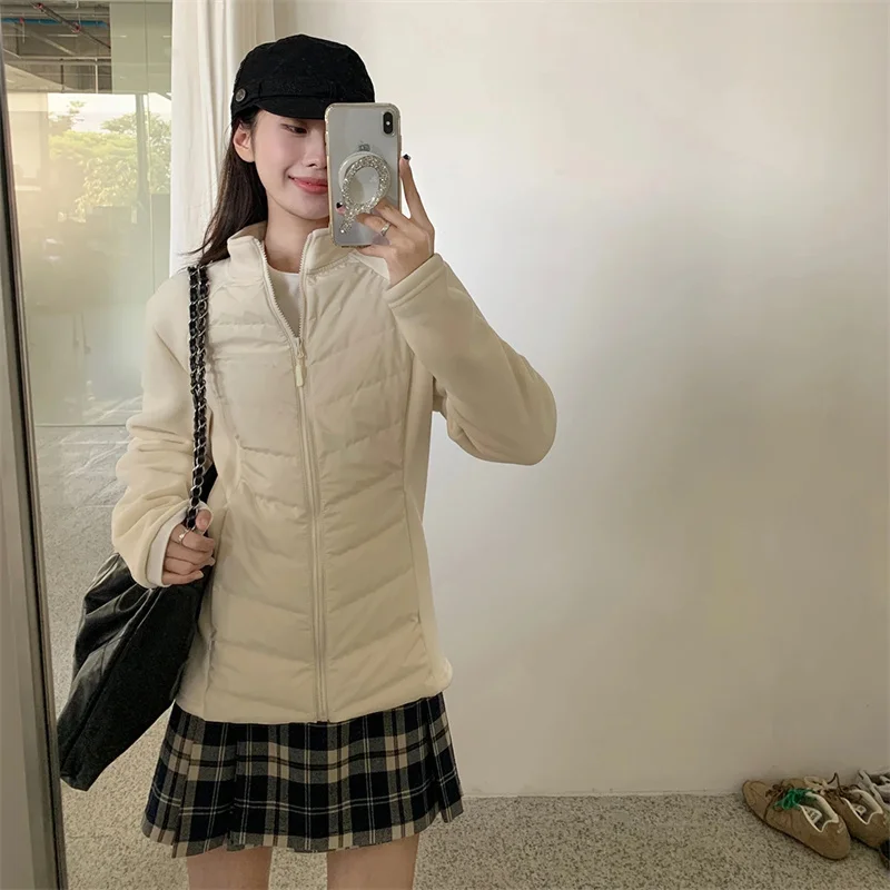 Lightweight Down Jacket for Women in Autumn and Winter New White Duck Down Inner Lining Standup Collar Thick and Warm Outer Wear