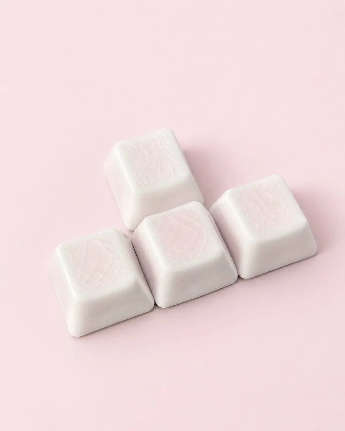 Ice Crackle Ceramic WASD Keycaps, 4pcs Cherry Profile Blank MX Stem Partial Shine-Through Keys for Mechanical Keyboards