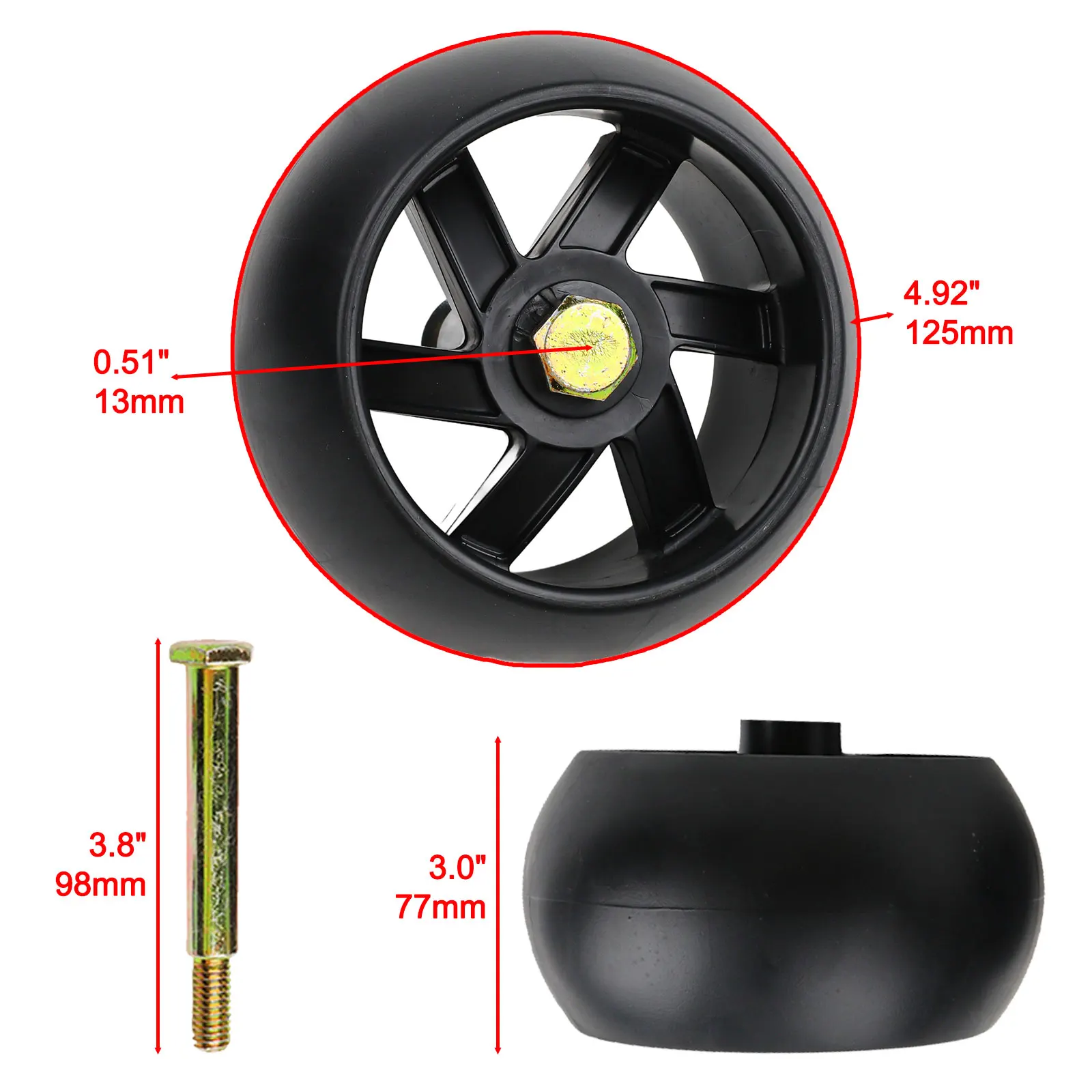 Black Color For Garden Maintenance 2 Pack Deck Wheels for sears Deck Wheels Reliable Performance Steel Material For
