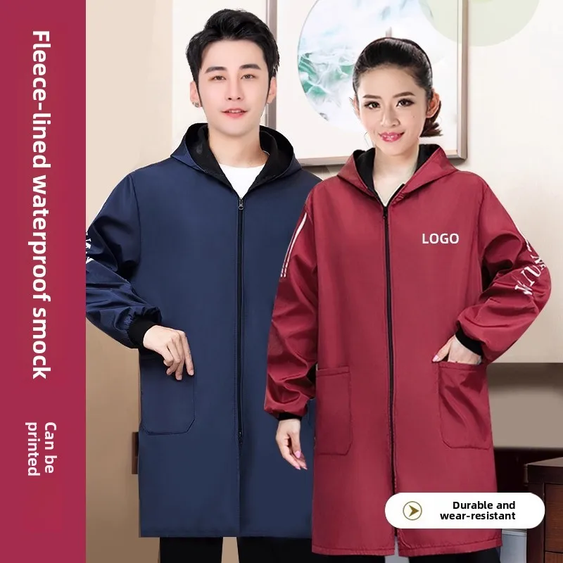 

Thiened Fce Apron Coat for Men And Women Kitchen Workwear Waterproof Winter Zipper Faionable Casual Outerwear