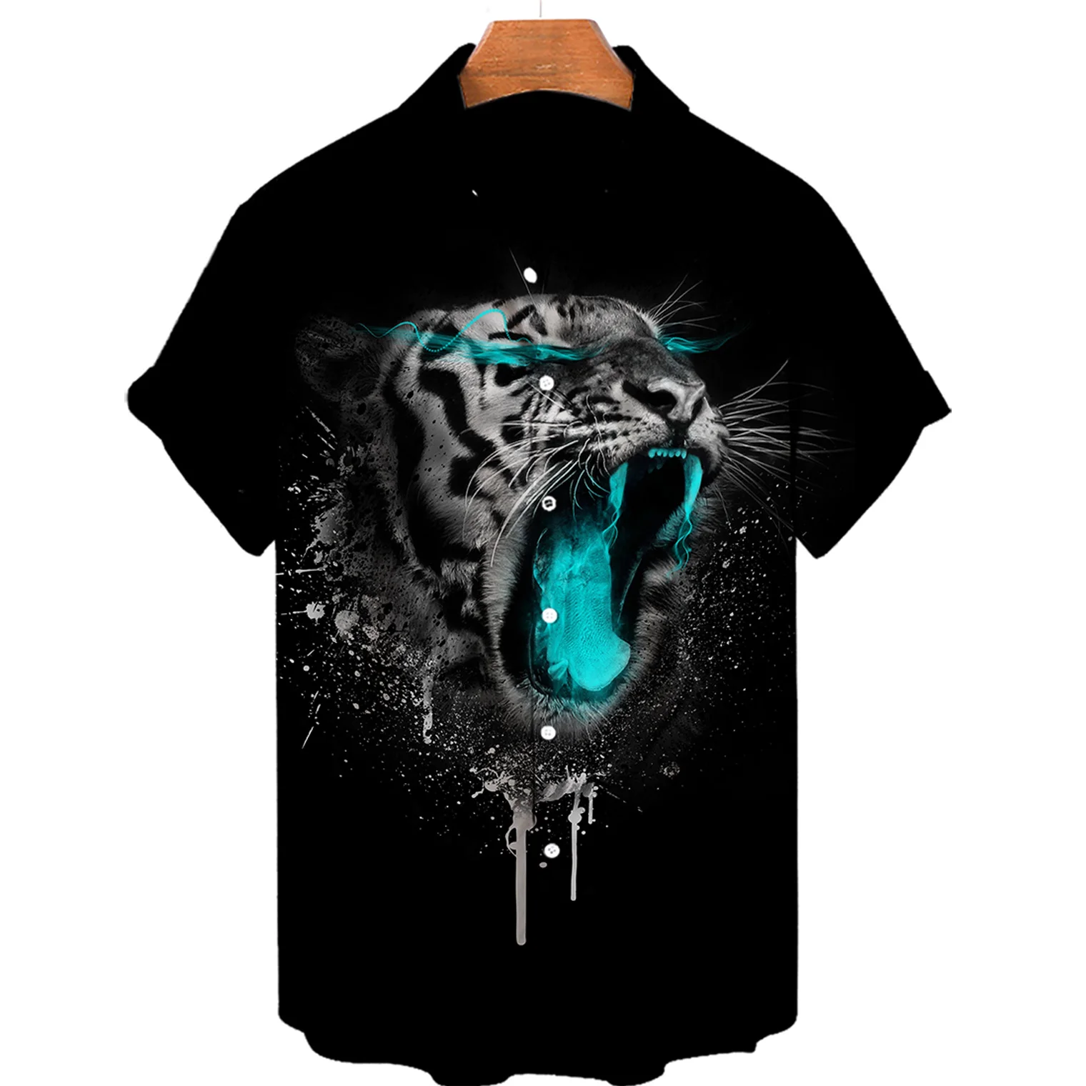 Tiger Fighting Animal Beast Fierce Tiger Printing 3D Shirts Men\'s Short Sleeve Tops Oversized Tees Shirt Men Designer Clothes