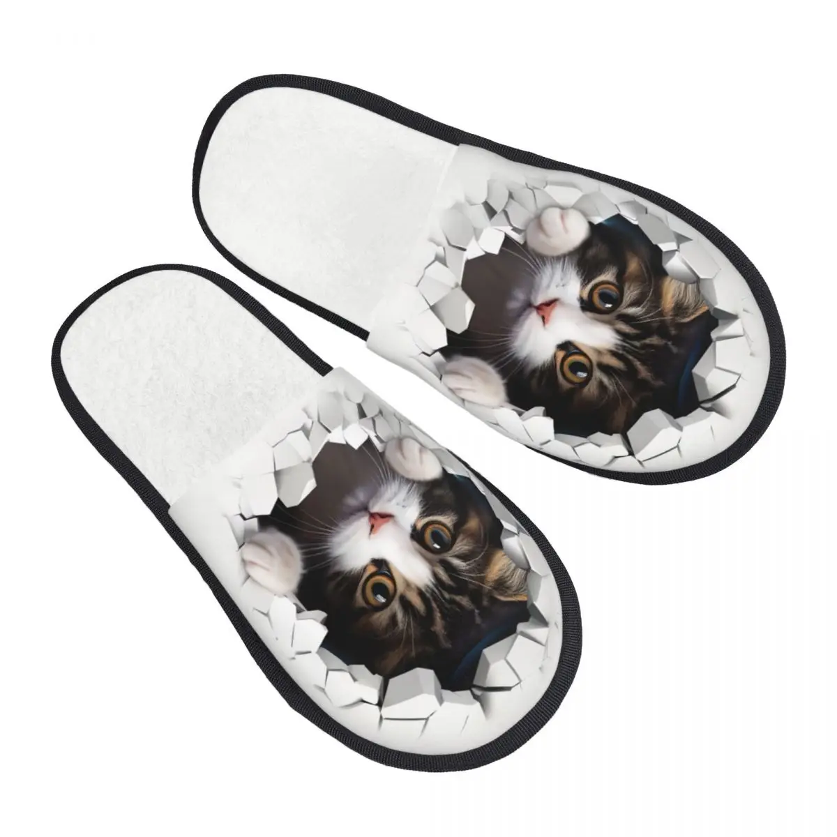 

Custom Print Women Cute Cat House Slippers Cozy Warm Memory Foam Fluffy Slipper Indoor Outdoor Shoes