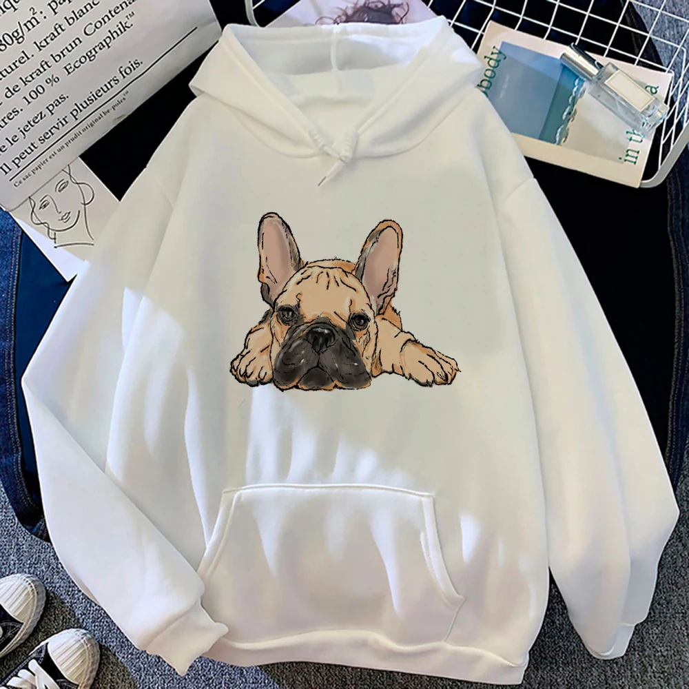 Franse Bulldog Hoodies Vrouwen Harajuku Fleece Pullover Kleding Vrouwelijke Anime Sweatshirts