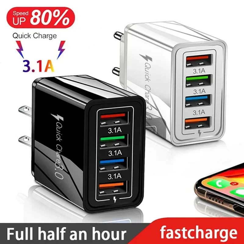 USB Charger Fast Charge 3.1 For iPhone Samsung Tablets Mobile Phone Charger Adapter EU/US/UK Plug Fast Charging 2025 New