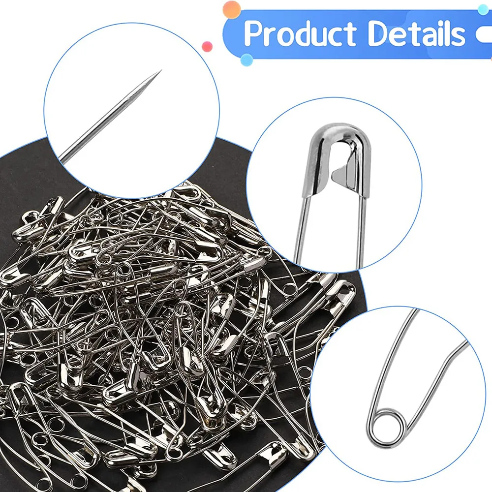 50PCS 50MM Curved Safety Pins Quilting Basting Pins Stainless Steel Bent Safety Pins for Clothes Quilting Knitting Crafts