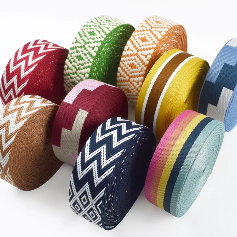 1/2/3/5Meters 38mm Jacquard Webbing Tapes for Strap Ethnic Ribbon Band Luggage Decorative Bias Binding DIY Sewing Accessories