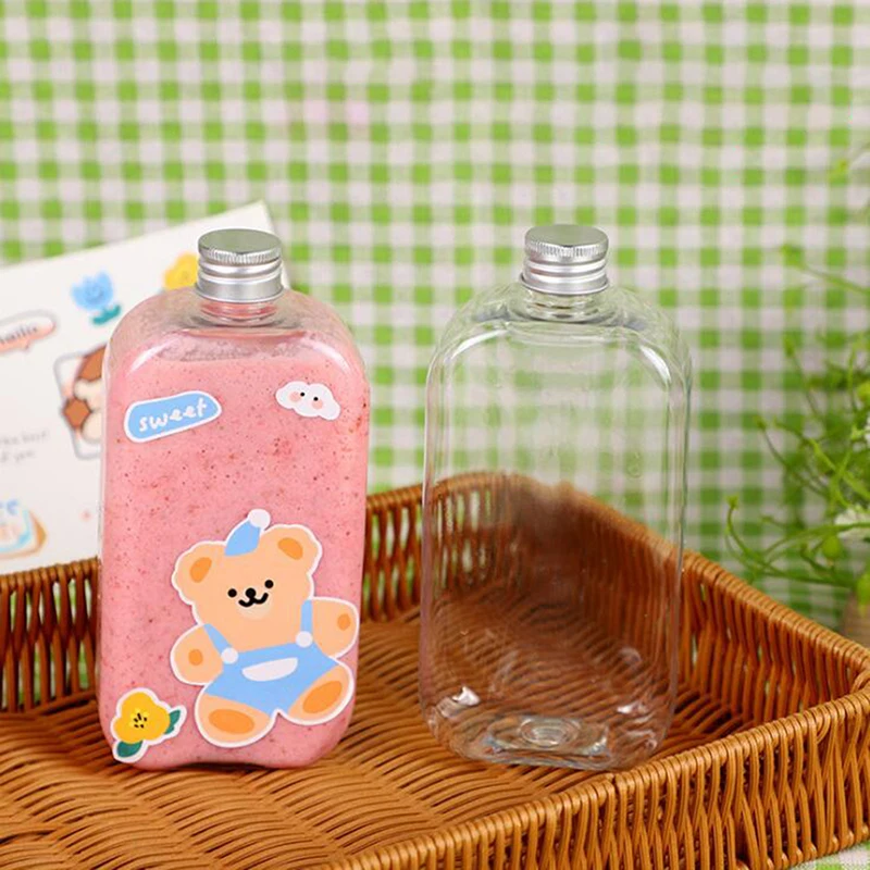 

400ml Plastic Cute Yogurt Water Bottle Tour Drinking Bottle Fruit Kawaii Milk Carton Shaker Bottle For Kids/Girl/Adult