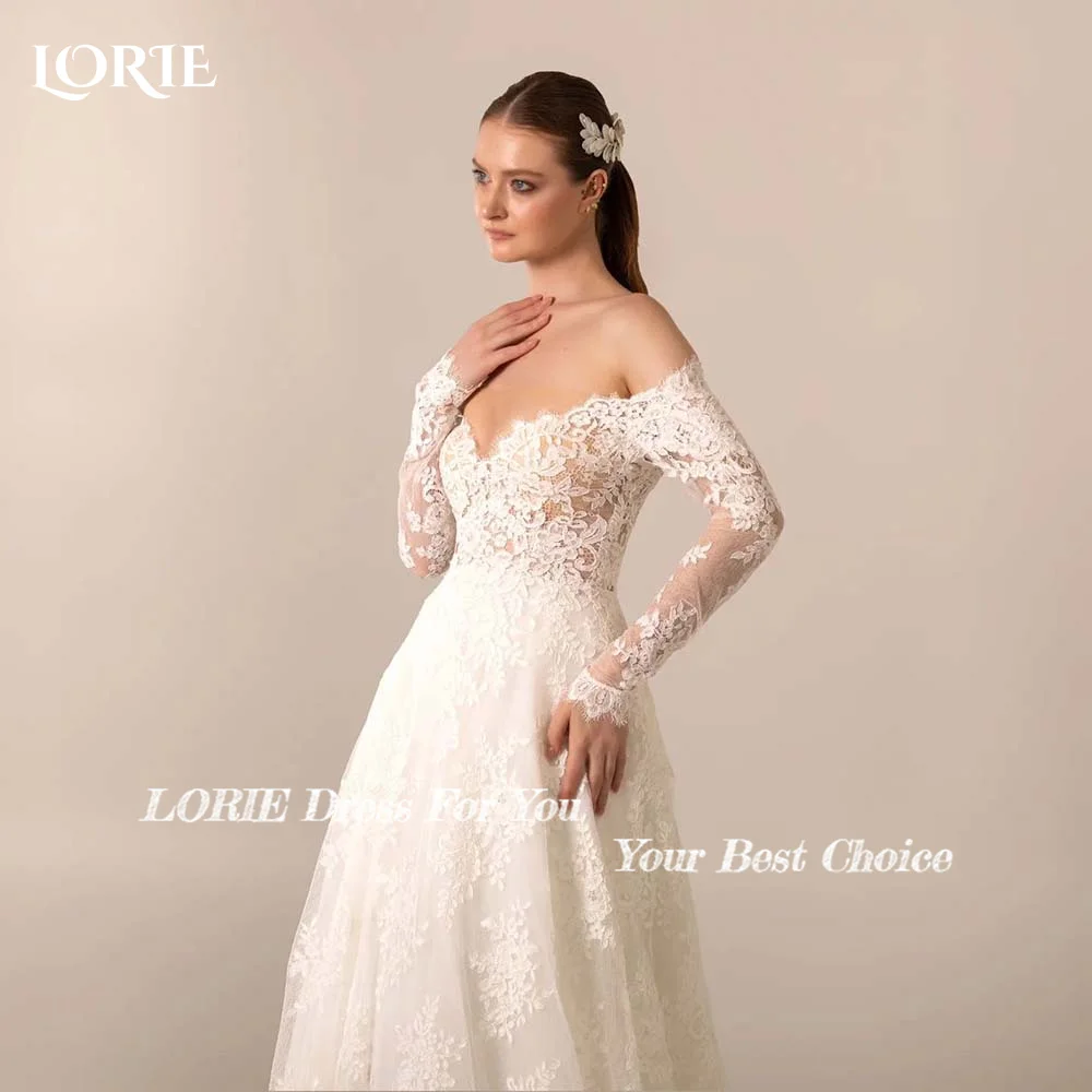 LORIE Lace Appliques Wedding Dress Sweetheart A-line Bride Gown Long Sleeve Elegant Backless Bride Dresses vestidos de novia