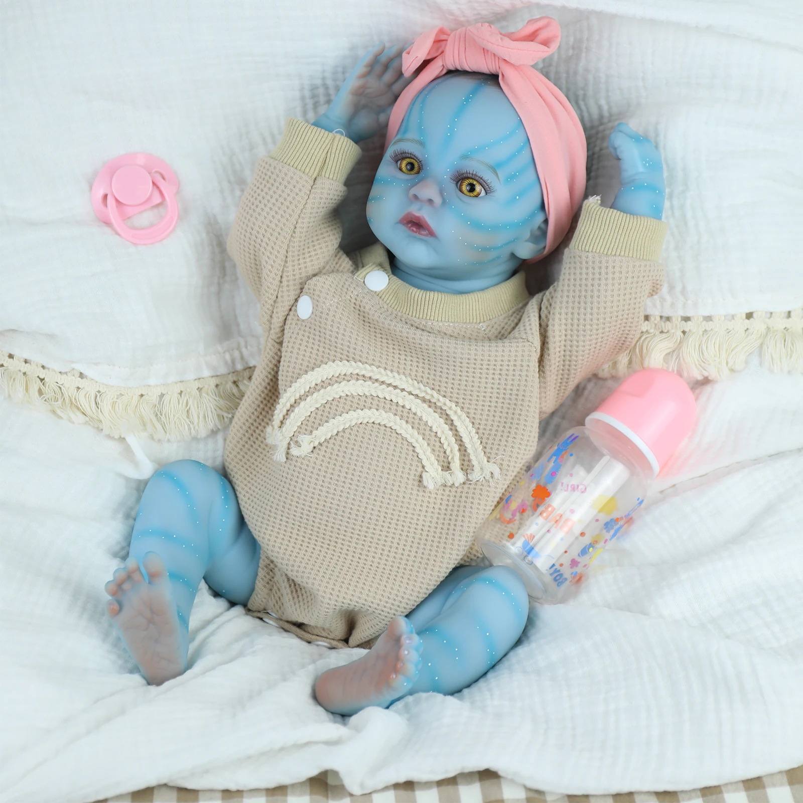 18inch Silicone Baby Reborn Full Vinyl Body Avatar Meadow Lifelike Soft Touch Handmade High Quality Doll for Girls Kids Toy Gift