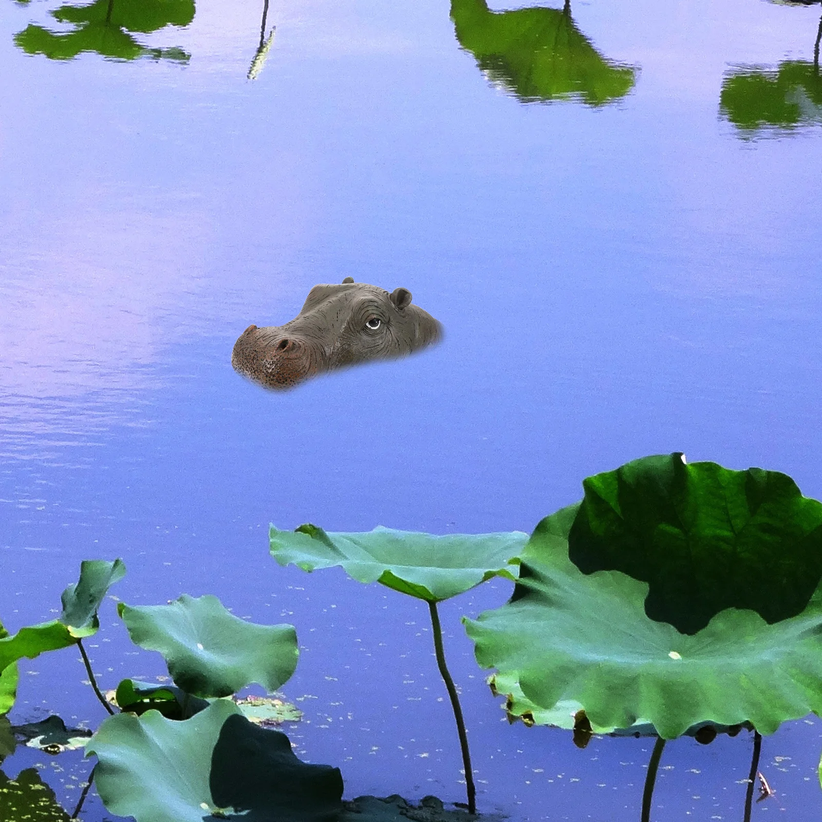 Schwimmende Nilpferd-Kopf-Statue aus Kunstharz, kompakte Größe, Wasser, Garten, Terrasse, Charm, Schönheit, Thanksgiving, Weihnachtsgeschenk, Nilpferd-Statue