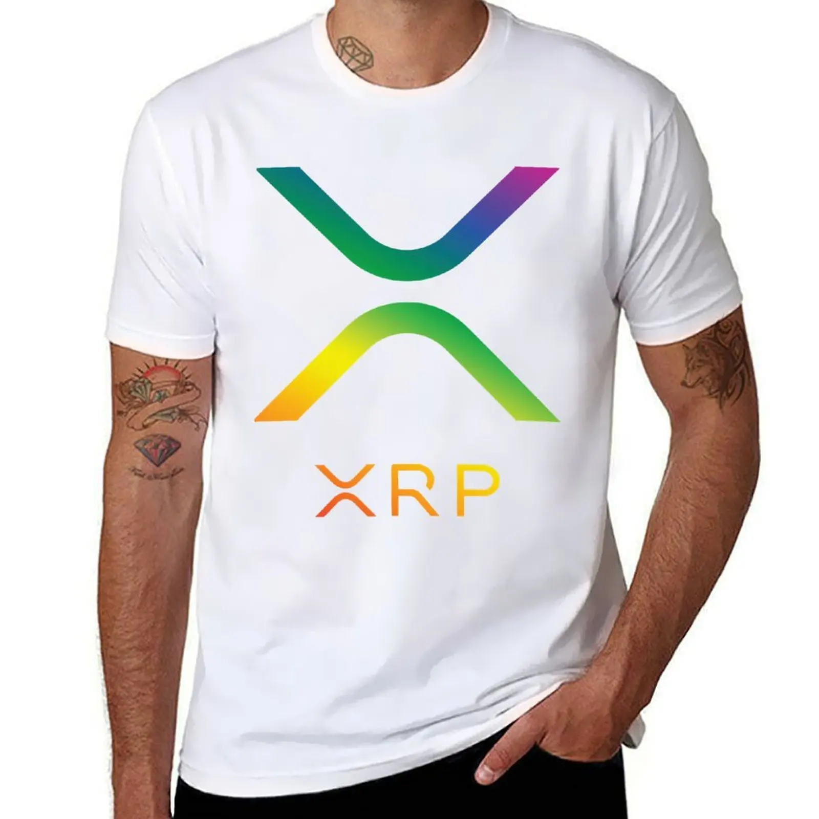 

RAINBOW GRADIENT XRP RIPPLE NEW LOGO T-Shirt cotton t shirt pack t shirts for man cotton T-Shirt