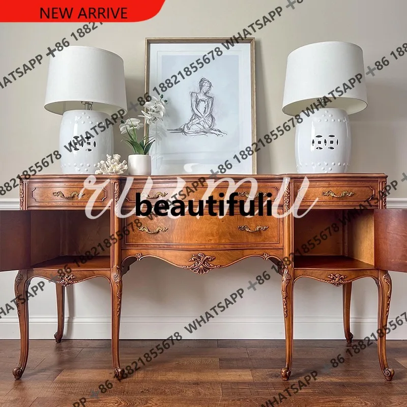 

D178 Medieval style solid wood carving flower decorative cabinet living room entrance cabinet French country partition cabinet