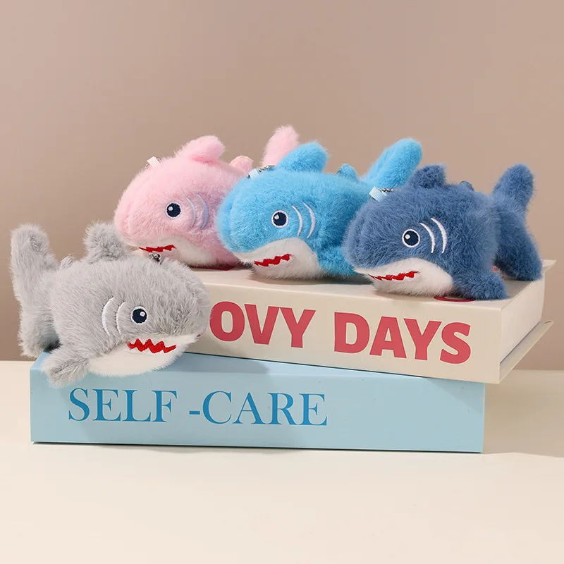 

Cute 15cm Fun Shark Pendant Plush Toys Cartoon Simulation Marine Animals Small Shark Plush Doll Backpack Decor Keychain Gift