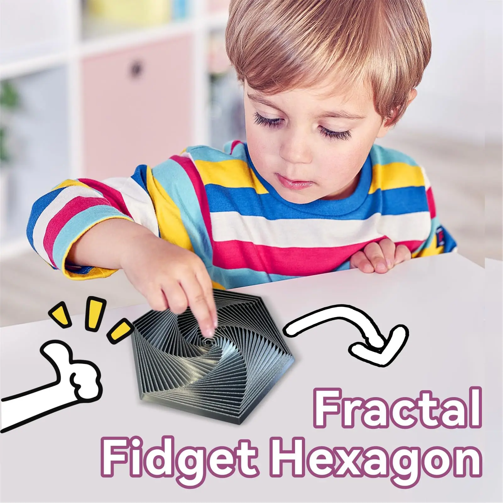 3D Printing Fractal Fidget Hexagon Stress Relief Artifacts Venting Toys For Children and Adults with Irritability and Depression