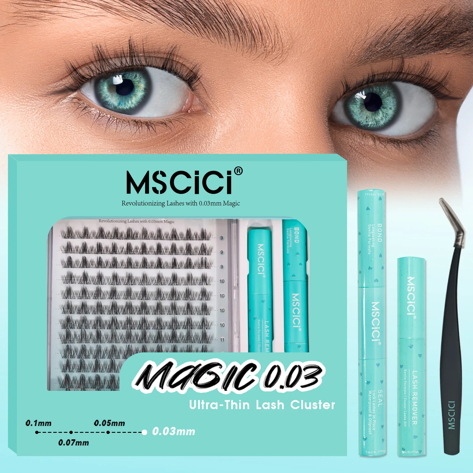 Mscici ラッシュクラスター 8-16mm ライトマンガまつげクラスター Cカール-ワイド インビジブルラッシュバンド DIY ナチュラルマンガルック スパイクラッシュ