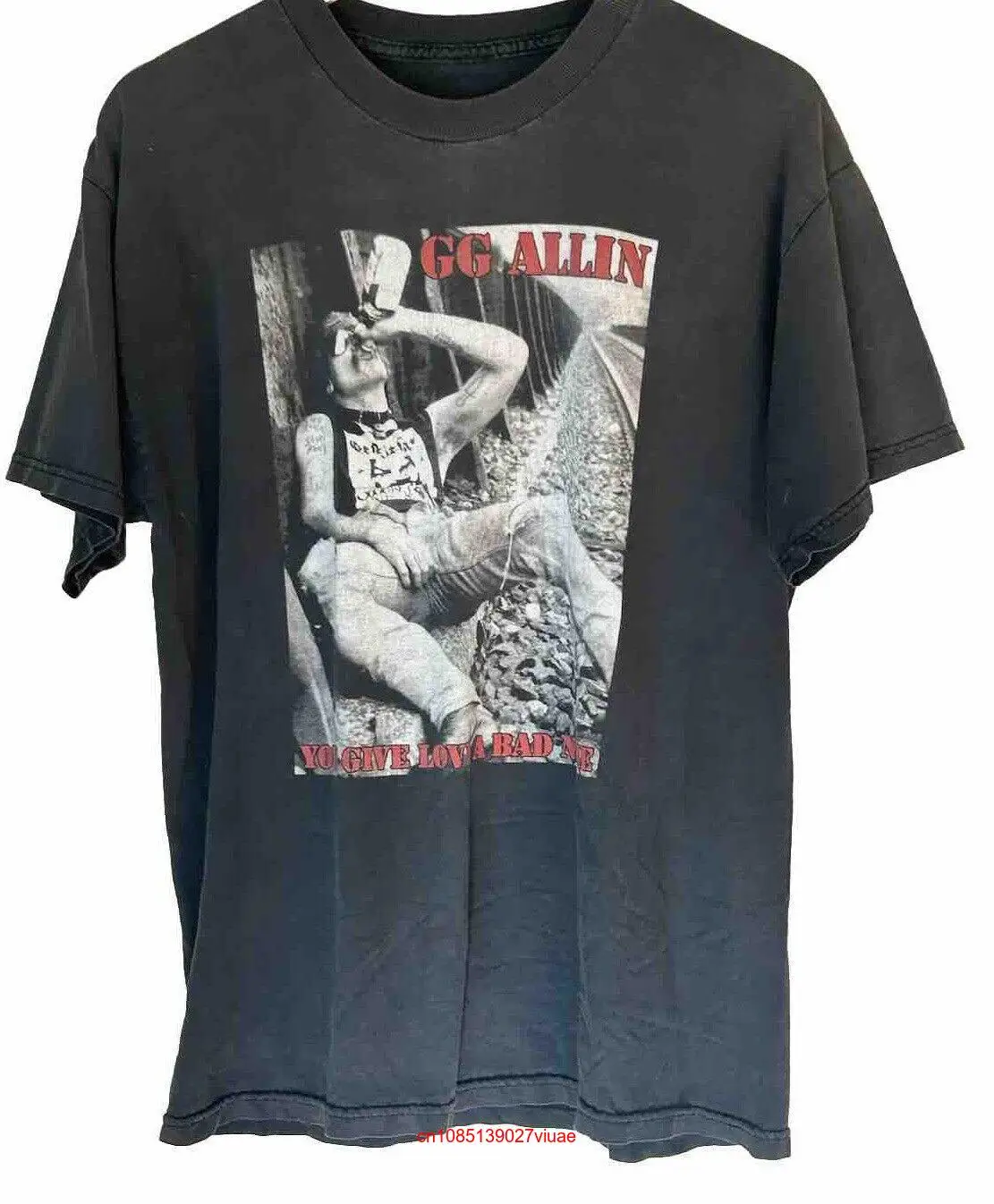 GG ALLIN T Shirt Black 90s Punk  Crew Neck ConcerT Band L long or short sleeves