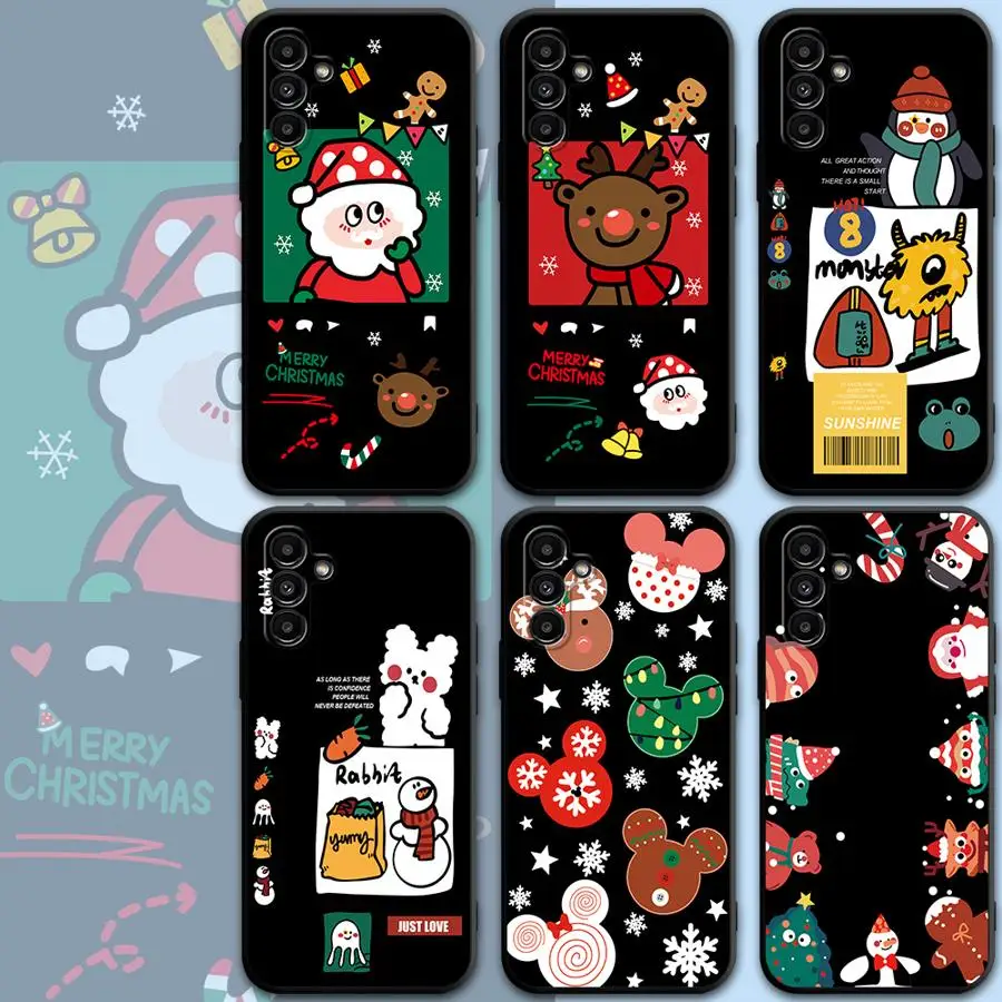 Phone Case for Motorola Moto Eage 30 Lite 20 40 Pro G9 Power G9 Play One Funsion Plus Merry Christmas Cartoon Black Soft Cover