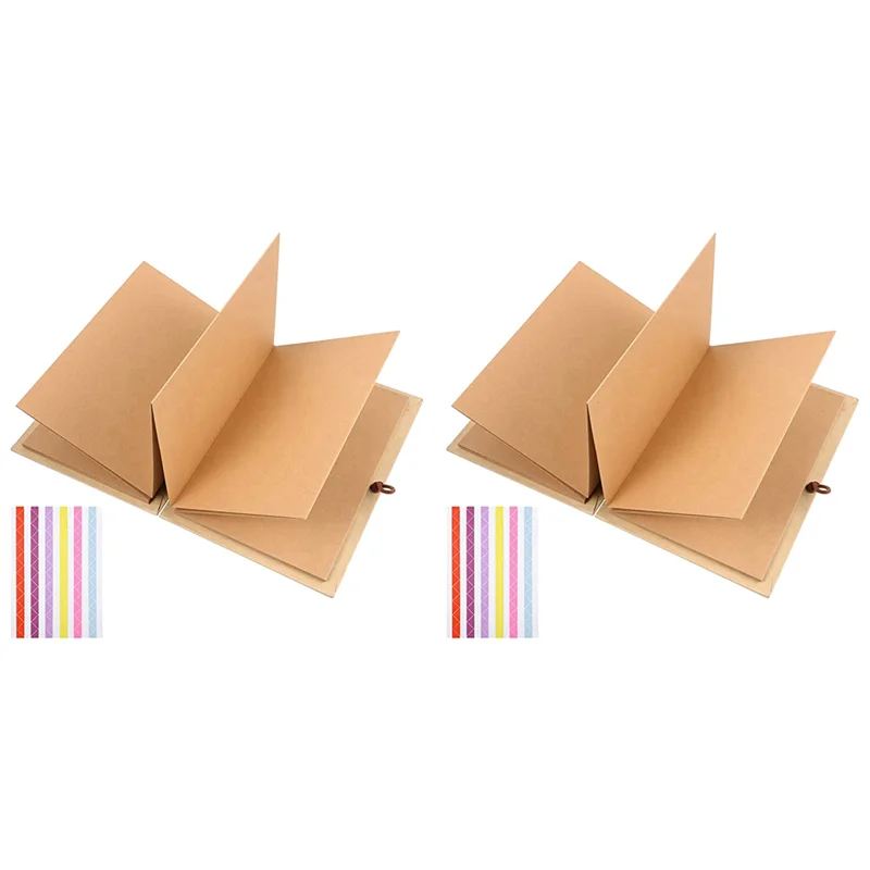 2X Kraft Paper Album Vintage Accordion Style DIY Scrapbook Album Crafts Valentine's Day Wedding Anniversary