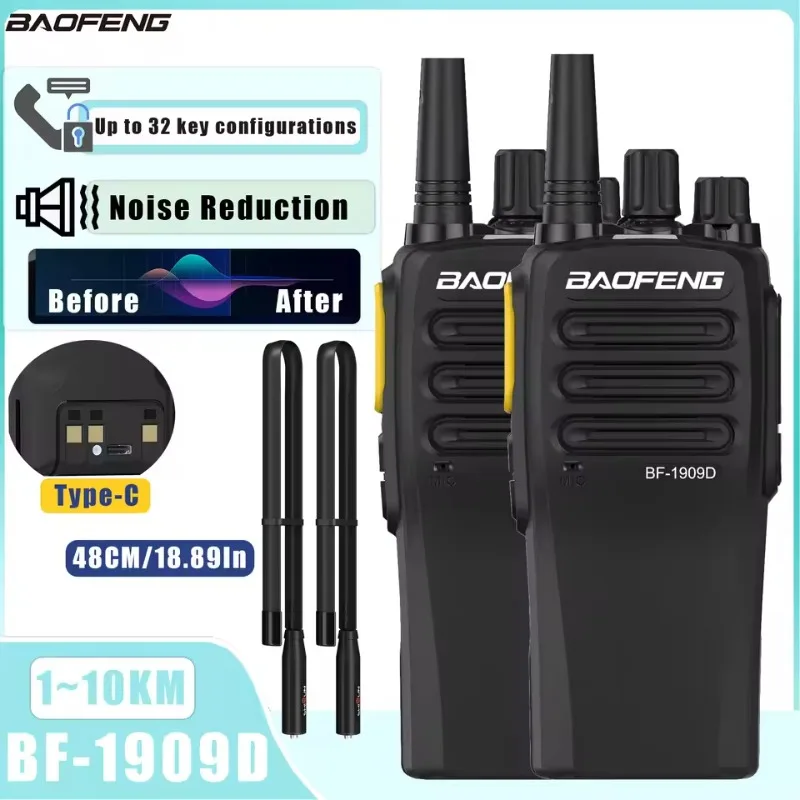 2-pezzi-baofeng-bf-1909d-walkie-talkie-10w-alta-potenza-uhf-400-470mhz-ricarica-tipo-c-trasmettitore-a-lungo-raggio-radio-portatile-bidirezionale