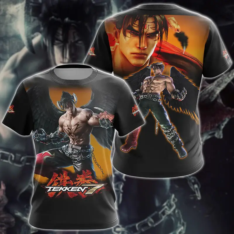 لعبة Tekken 8 Kazuya Mishima تي شيرت جرافيك ثلاثية الأبعاد طباعة أنيمي التي شيرت الرجال/النساء قصيرة الأكمام طاقم الرقبة تيز Harajuku Y2k بلايز