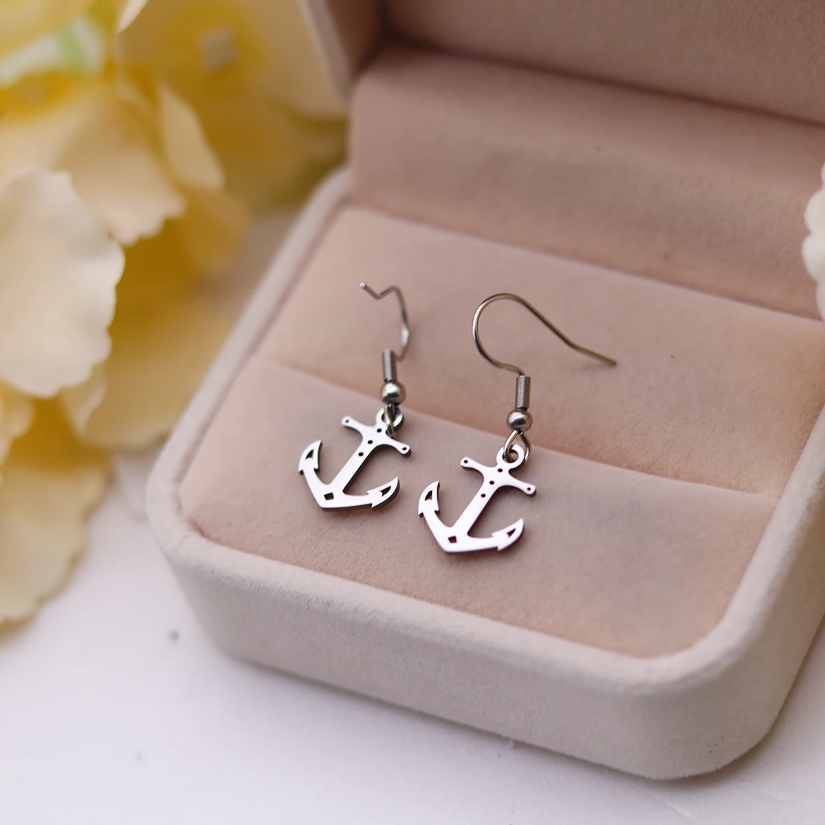 Kinitial Anchor Pendants Dangle Earrings For Women Girls Charms Fashion Stainless Steel Jewelry Party Gifts Wholesale