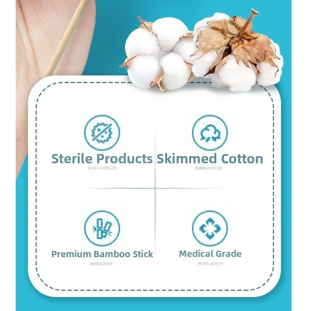 100pcs 7.87inch Long Cotton Swabs Skincare Routine with Wooden Handles Makeup Swabs Makeup Removal Smooth Tips Eyes Cotton Swabs