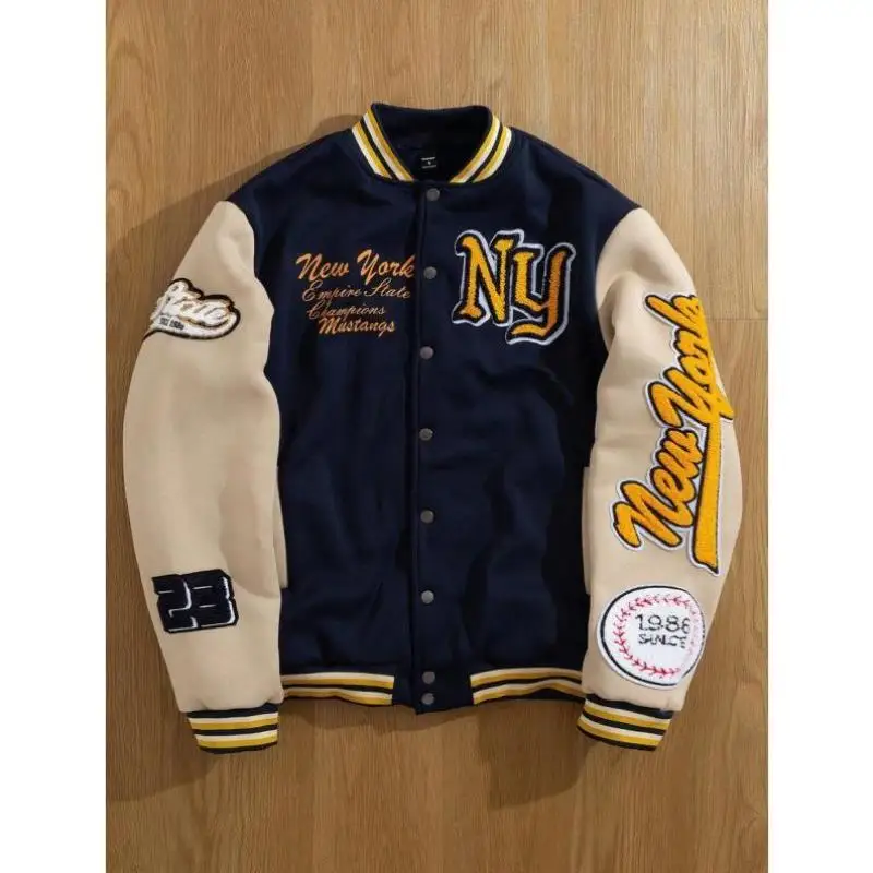 

Мужская однотонная лоскутная куртка на пуговицах спереди с буквенным принтом Jaet, трансграничная осень, облегающая длина, V-Ne Seven Sve