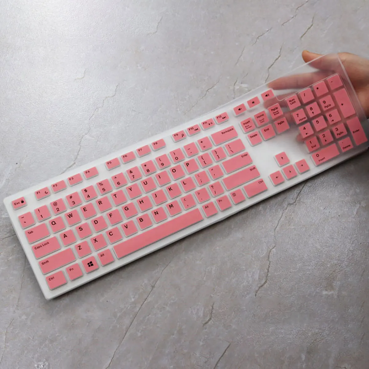 

2Pcs Keyboard Protective Film Silicone Cover Dustproof Thin Waterproof Skin Fit for Dell Kb216p Kb216t Wk636 Gradient Pink Mint