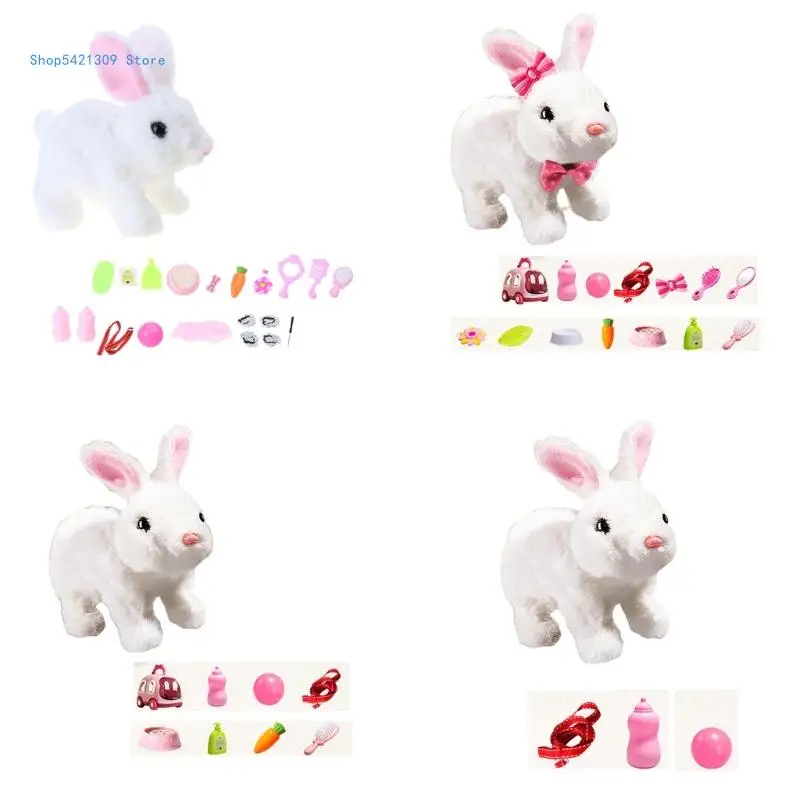 Electric Plush Rabbit Toy for Kids Simulation Electronic Pet Toy Barking Rabbit Baby Crawling Learning Toy Toddler Gift