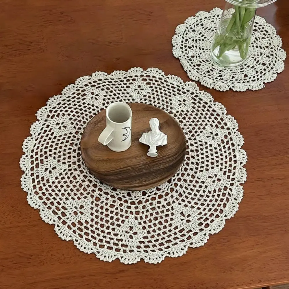 New Round Oval Crochet Doilies Crochet Cotton Beige Cotton Doilies Table Mats