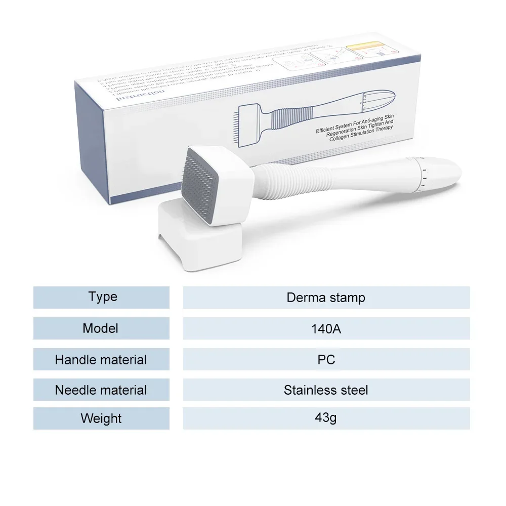 Derma Stamp Microneedling Face Roller Massager Adjustable Needle Length Skincare Beard Growth Scalp Hair Re-Growth Acne Scar