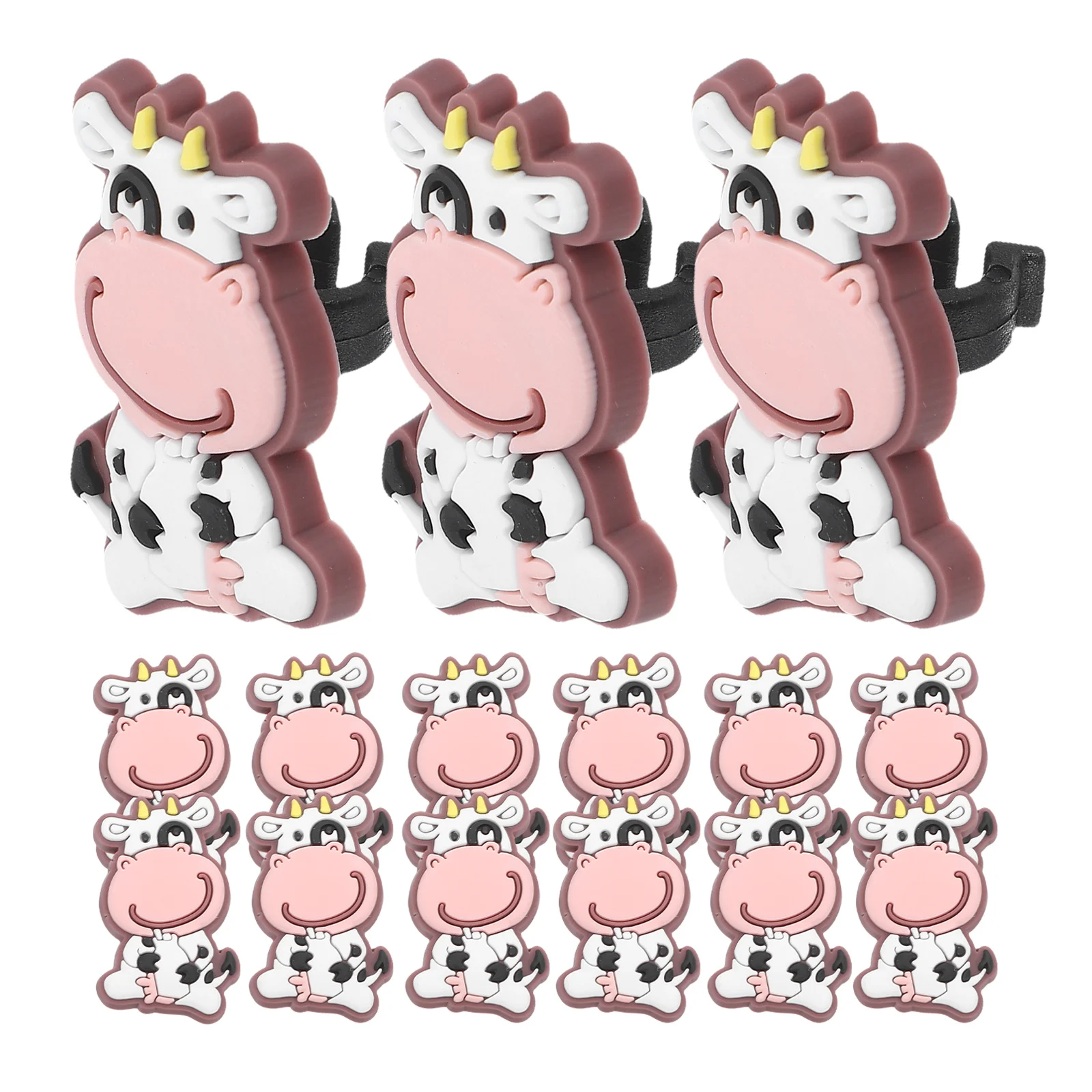 

20Pcs Cartoon Cow Pencil Clips Soft PVC Pencil Topper School Rewards Classroom Accessories for Kids Students