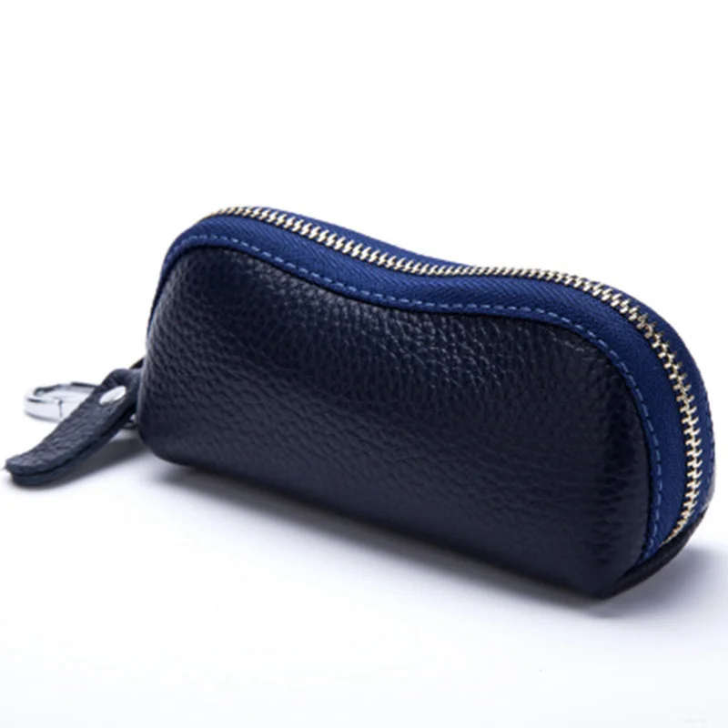 2015 New Women Men's Cowhide Leather Zipper Purse Bag Car Key Wallets Fashion Multifunction Housekeeper Holders Free Shipping