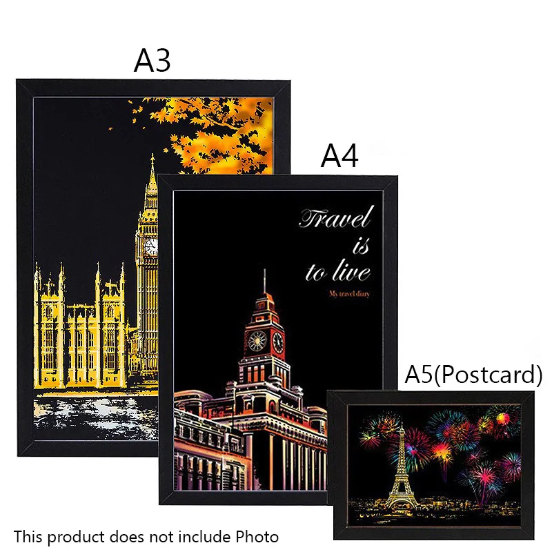 A3 A4 A5 Scratch Painting Photo Frames Composite Material Wooden Color Picture Frame Home Decoration Storage Rack