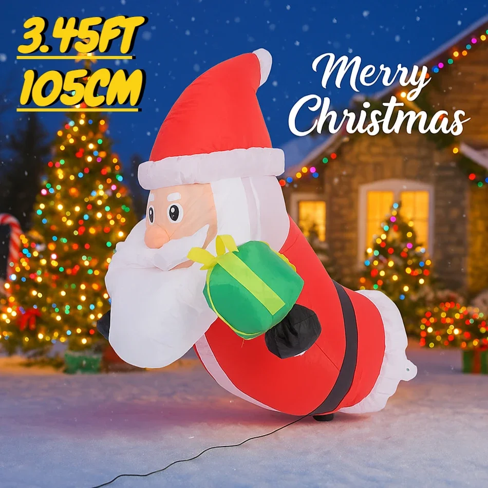 3.45FT Opblaasbaar Speelgoed Kerstman Geschenktas Doos Met LED Verlichting Feestdecoratie Kerst Thuis Leveringen Yard Gazon Ornamenten Gift