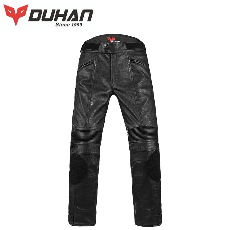 

DUHAN PU Motorcycle Pants Motorcycle Riding Pants Men's Wind Proof Four Seasons Anti Fall Leather Pants Racing Trousers