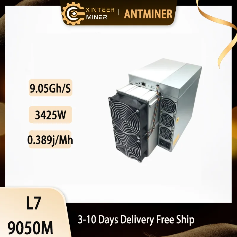 New Antminer L7 9050M Miner With PSU Scrypt Algorithm Asic Miner Crypto Bitmain Dogecoin Litcoin Mining Machine.