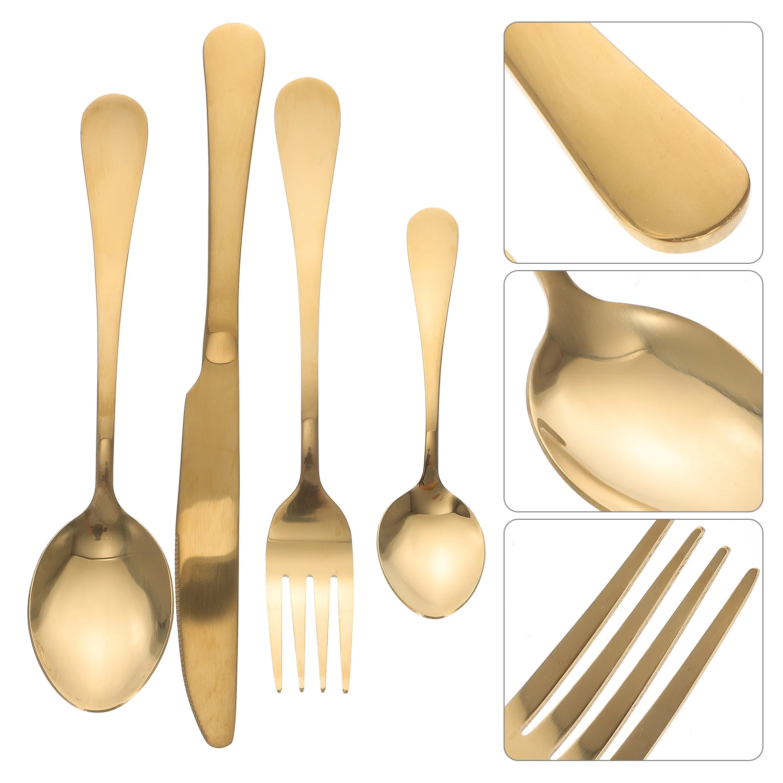 

Stainless Steel Cutlery Set Spoon Fork Knife Flatware Dinnerware Coffee Kitchen Utensils Western Tableware Banquet Steak Party