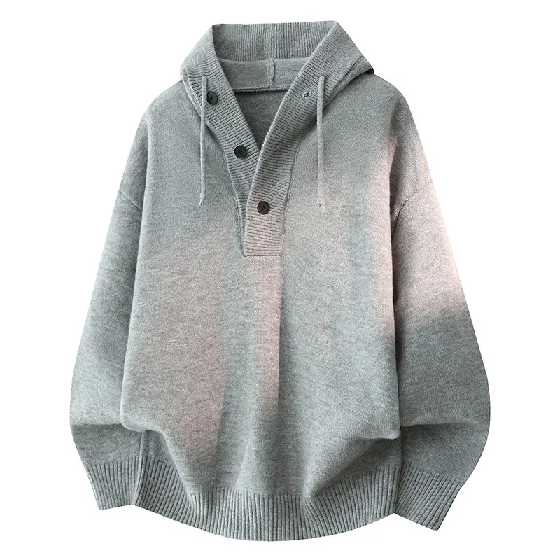 

Autumn Winter New Sle Hooded Knitwear ex Casual Versatile Yarn Sweater Top Men's Faion Comfortable Warm Long Sve